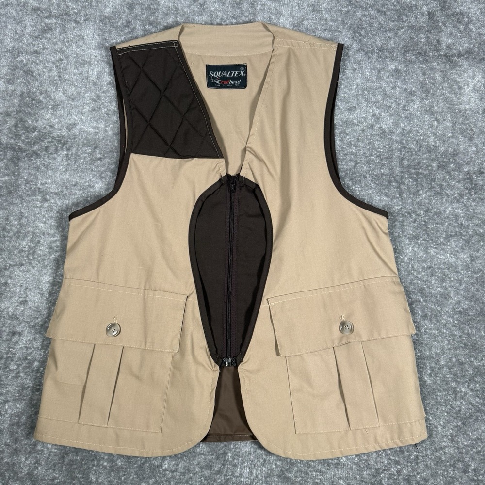 Vintage‎ Squaltex RedHead Hunting Shooting Vest Small Brown Zip Bird